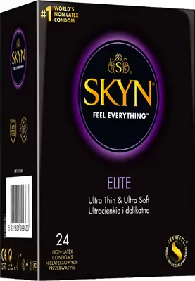 A product box for SKYN Elite condoms.