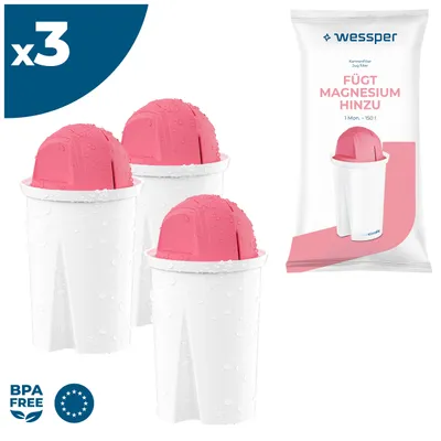 Image de Cartouches filtrantes Wessper Classic avec magnésium | Remplacement de cartouches filtrantes Aquaphor Standard, Brita Classic, Dafi Classic | Pack 3