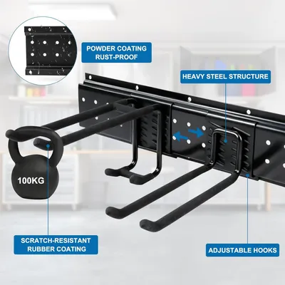 Produktbild von Gerätehalter 122 cm, 10 Haken, 200 kg Tragkraft, für Garage
