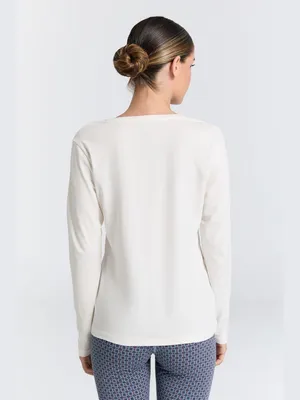 Produktbild von Damen Langarmshirt mit V-Ausschnitt