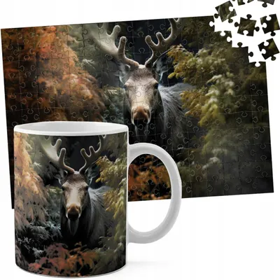 Zdjęcie produktu dla Zestaw Kubek + Puzzle 110El - Zwierzęta Łoś