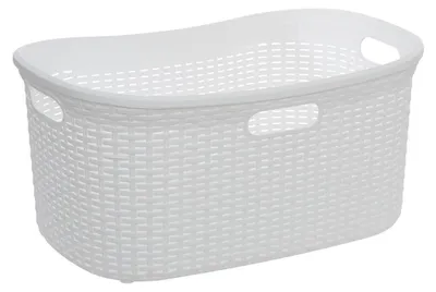 Produktbild von Rechteckiger wäschekorb aus rattan, 40 l, weiß - 5 five simply smart