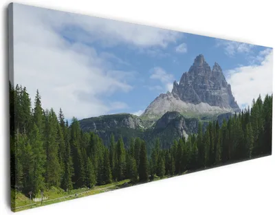 Produktbild von Wallario Premium Leinwandbild See in Berglandschaft in Größe 60 x 150 cm
