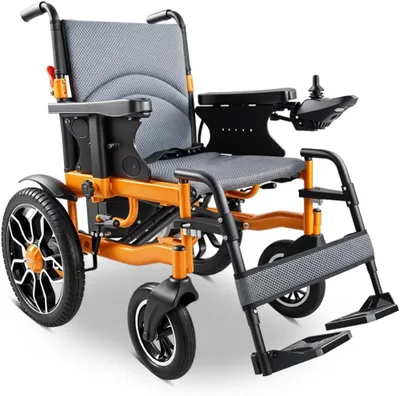 Produktbild von Elektrischer Rollstuhl Faltbar Leicht, 500W Elektromotor, bis 20 km Reichweite, 150 kg Belastbar, 40 cm All-Terrain-Reifen,Orange