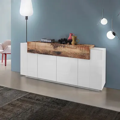 Produktbild von Design-Sideboard weiß Holz 200 cm, 4 Türen, Corona Side