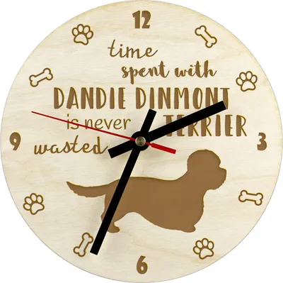 Obrázok produktu pre Dandie dinmont teriér I - hodiny so psom, drevené hodiny s gravírovaním, personalizované hodiny od Art-Dog