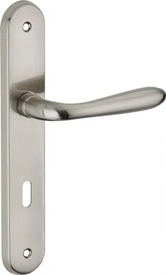 Image de Ensemble de poignées pour porte de chambre Athena trou de clé, carré 7mm, entr'axes 195mm, nickelé brossé - THIRARD