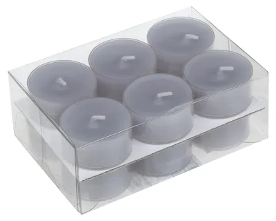 Produktbild von Teelichter in Kunststoffhülle Grau 18/38mm, 12er-Pack