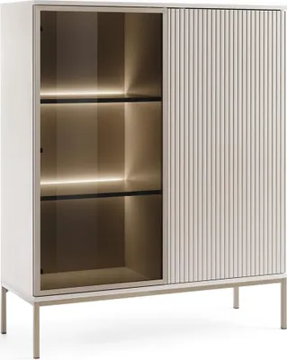 Produktbild von BETTSO Moderne Vitrine SENTINO 104 mit LED-Beleuchtung Kaschmir