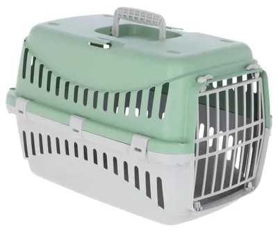 Produktbild von Transportbox Hundebox Katzenbox - 45 x 30 x 30 cm - Kunststoff - Mintgrau