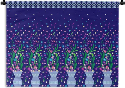 Produktbild von MuchoWow® Wandteppich Wandbehang Blumen - Muster - Frühling 60x45 cm Tapisserie Dekoration Wandtuch - Das Schlafzimmer