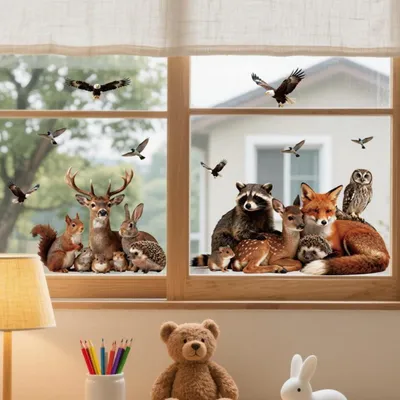 Produktbild von Fensterbilder Waldtiere doppelseitig wiederverwendbar 120 x 30 cm 1 Bogen