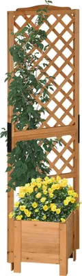 Image de Outsunny Jardinière avec treillis sur pieds pour fleurs plantes - dim. 54,5L x 52l x 180H cm - Bois Sapin pré-huilé