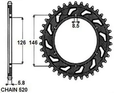 Produktbild von SUNSTAR Kettenrad 1-3577-47 Hinten Stahl