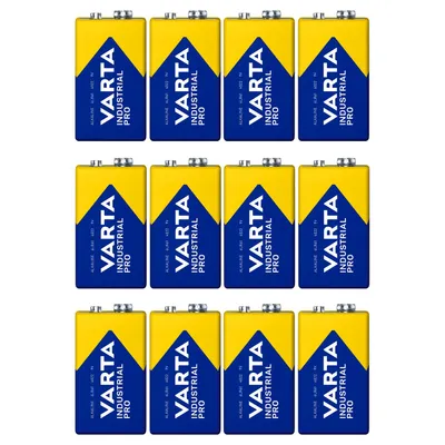 Produktbild von 12x Batterie R9V R-9 6LR61 9V R-9 Alkaline Varta Industrial Pro