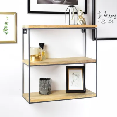 Produktbild von LOFT42 Wally Wandregal - Mangoholz - Metall - 45x45x18