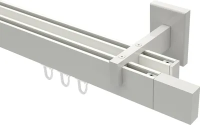 Produktbild von Interdeco Innenlaufstange / Gardinenstange mit Innenlauf Weiß, Typ Smartline Lox (Quader), 14x35 mm 2-läufig, 100 cm