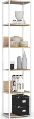 Image de Étagère Métallique LOFT 400 Blanche et Chêne Sonoma