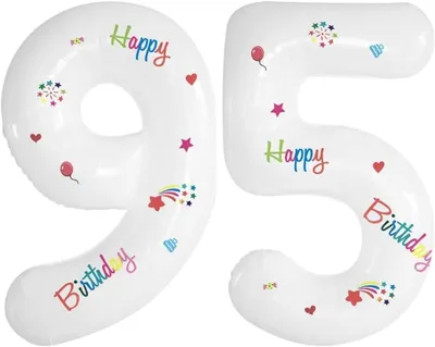 Image de Ballon en aluminium, chiffre 95, blanc, 70 cm, pour décoration d'anniversaire