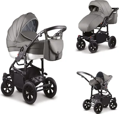 Produktbild von Kinderwagen-Set Craft 4 in 1 in Dunkelgrau-Weiß - 16 Teile - in 18 Farben erhältlich