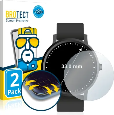 Produktbild von 2x BROTECT Fullscreen Schutzfolie für Kreisrunde Displays (ø: 33 mm) Displayschutz Folie Fullcover Klar Transparent
