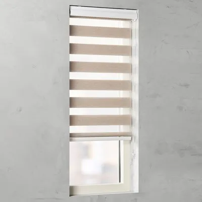 Produktbild von SOLUNA Doppelrollo D-R10 mit weißer Kassette Wood holz 100x175 cm