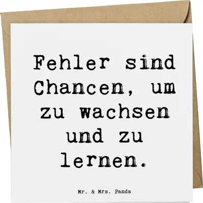 Produktbild von Mr. & Mrs. Panda Grußkarte Spruch Fehler lernen wachsen - Weiß - Geschenk, Klappkarte, Lebensweisheit, Mutmacher, positivity, Zuversicht, faltkarte, Trost, Vertrauem