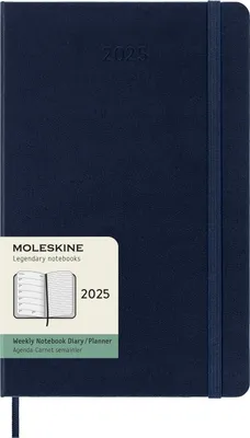 Produktbild von Moleskine 12 Monate Wochen Notizkalender 2025, Large/A5, 1 Wo = 1 Seite, rechts linierte Seite, Fester Einband, Saphir