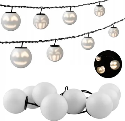 Produktbild von Weihnachten LED Lichterkette, 4,33m Kugel Laternenschnur, 8 lächelndem Gesicht Laternen, USB C, Warmweiß, 2 Beleuchtungsmodi Sprachsteuerung, 2 Lieder
