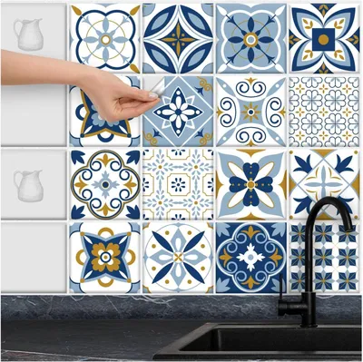 Productafbeelding van Tegelstickers Set - Muursickers Decoratie - Keuken en Badkamer - Waterdicht Krasbestendig - 15x15 cm - Patchwork