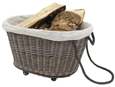 Productafbeelding van Houtmand op wielen - Opbergmand - Veelzijdig - Duurzaam - Handgrepen - 65 x 52 x 38 cm