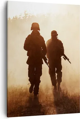 Produktbild von Bild auf Leinwand - Leinwandbild - Einteilig - Soldat Gewehr - 50x70cm - Wand Bild - Wanddeko - Wandbilder - Leinwanddruck - Kunstdruck - Wanddekoration - Leinwand bilder - Wandbild - PA50x70-4043