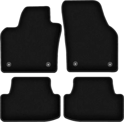Image de Tapis de sol velours sur-mesure pour Volkswagen Polo VI (2017-, à hayon) noir, jeu 4 pièces, fixations