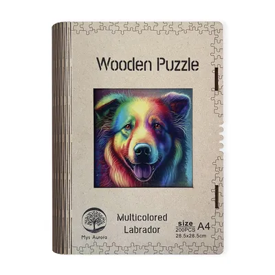 Produktbild von Holzpuzzle Mehrfarbig Labrador A4