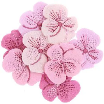 Produktbild von Filzstreu Stiefmütterchen, rosa bestickt, 8 Stk