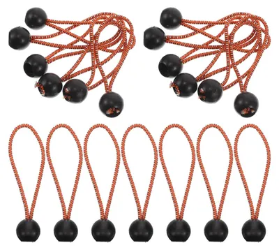 Obrázek produktu pro Sada 30 oranžových elastických napínacích lan, bílých kotevních koulí a napínáků pro plachty/stany.