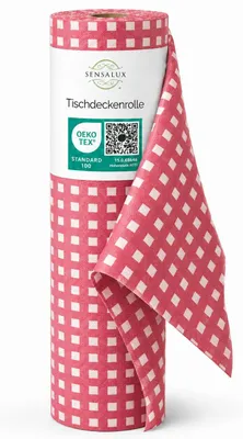 Produktbild von Sensalux Tischdeckenrolle, 1,18m x 25m Karomuster, Weiß-Rot