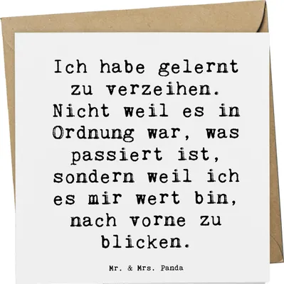 Produktbild von Mr. & Mrs. Panda Klappkarte Spruch Vergebung und Neubeginn - Weiß - Geschenk, Harmonie, faltkarte, Stimmung, Selbstachtung, doppelkarte, Grußkarte, anlasskarte, Loslassen