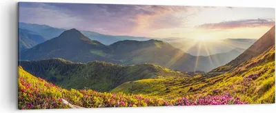 Produktbild von Bild auf Leinwand - Leinwandbild - Gebirge Wiese Landschaft Wald - 140x50cm - Wand Bild - Wanddeko - Leinwanddruck - Bilder - Kunstdruck - Wanddekoration - Leinwand bilder - Wandkunst - AB140x50-3152