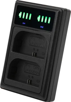Obrázok produktu pre Dvojportová dokovacia nabíjačka Micro/TypeC s displejom fotoaparátu pre batériu LPE6/E6N