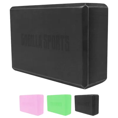 Produktbild von GORILLA SPORTS® Yoga Block - 23,5 x 15 x 8 cm, für Yoga und Pilates, bis 150 kg Belastbar, Rutschfest, Eva Schaumstoff, Schwarz - Yogablock, Yogaklotz, Yogablöcke, Yoga Klotz