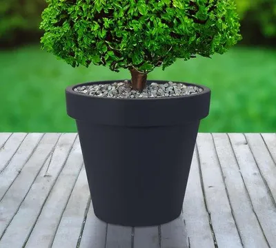 Productafbeelding van Famanu plantenpot antraciet - Ø 58 cm - Kunststof bloempot voor binnen en buiten