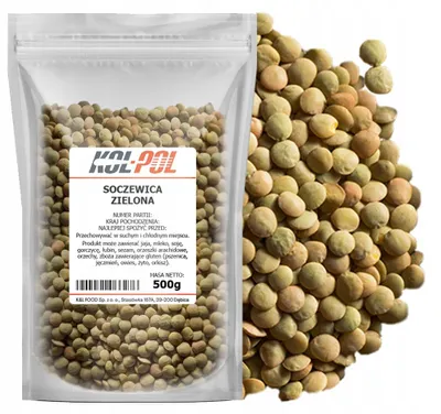 Zdjęcie produktu dla SOCZEWICA ZIELONA 500g Naturalna bogata w białko wysoka jakość Kol-Pol