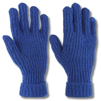 Productafbeelding van Dameswinterhandschoenen, blauw – warme handschoenen – gebreide handschoenen – handschoenen met vijf vingers – zwarte handschoenen