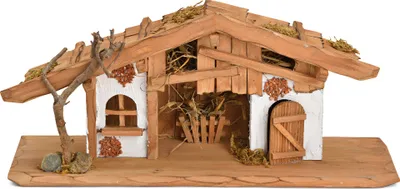 Produktbild von Holz Weihnachtskrippe 38 cm als Tischdeko Fensterdeko