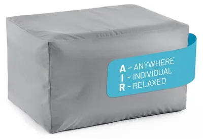 Productafbeelding van Lumaland zitkussen-AIR-pouf, binnen- en buitengebruik, 60x45x35cm, grijs, opblaasbaar, hoekig