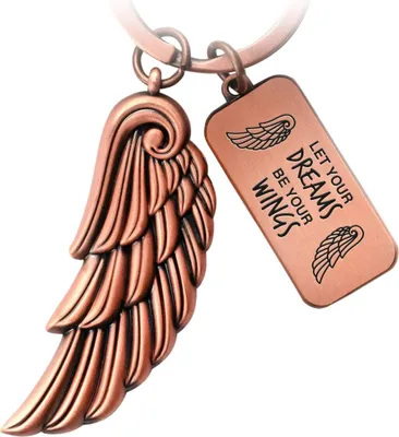 Produktbild von FABACH Engelsflügel Schlüsselanhänger Wing - Glücksbringer Schutzengel Feder Engel Schlüsselanhänger Flügel - Engelsflügel Anhänger Flügel - Let Your Dreams Be Your Wings