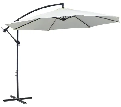 Produktbild von Sonnenschirm Ampelschirm Mit Kurbel, Stahlgestell & Polyestergewebe, Creme, Ø3X2,5M