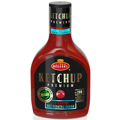 A bottle of ketchup on a white background.