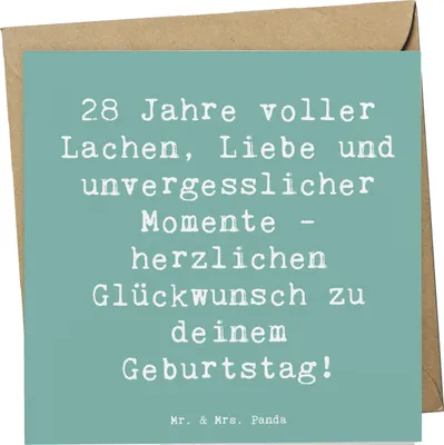 Produktbild von Mr. & Mrs. Panda Grußkarte Spruch 28. Geburtstag Erinnerungen - Meeresbrise - Geschenk, Happy Birthday, doppelkarte, Familie, Dekoration, Geschenke, Klappkarte, Zeiteisen